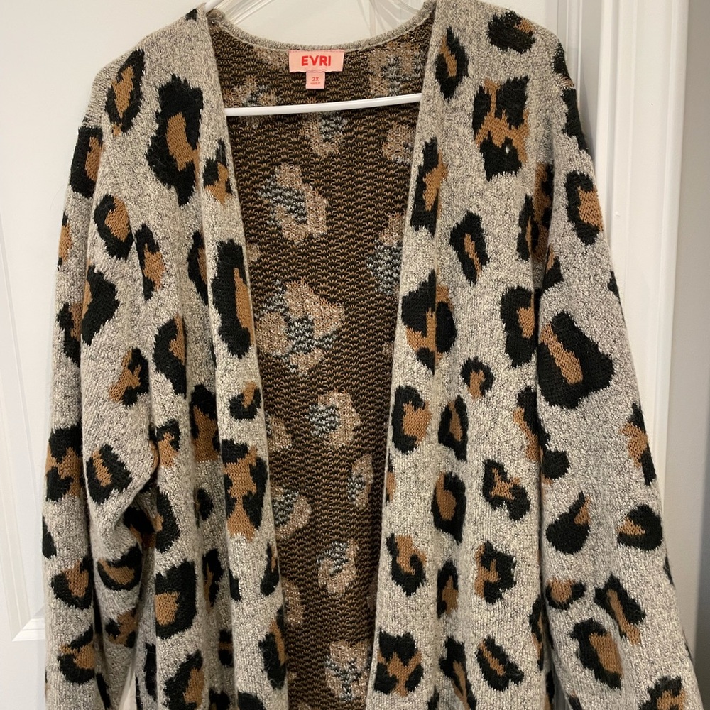 2x Evri long leopard cardigan
